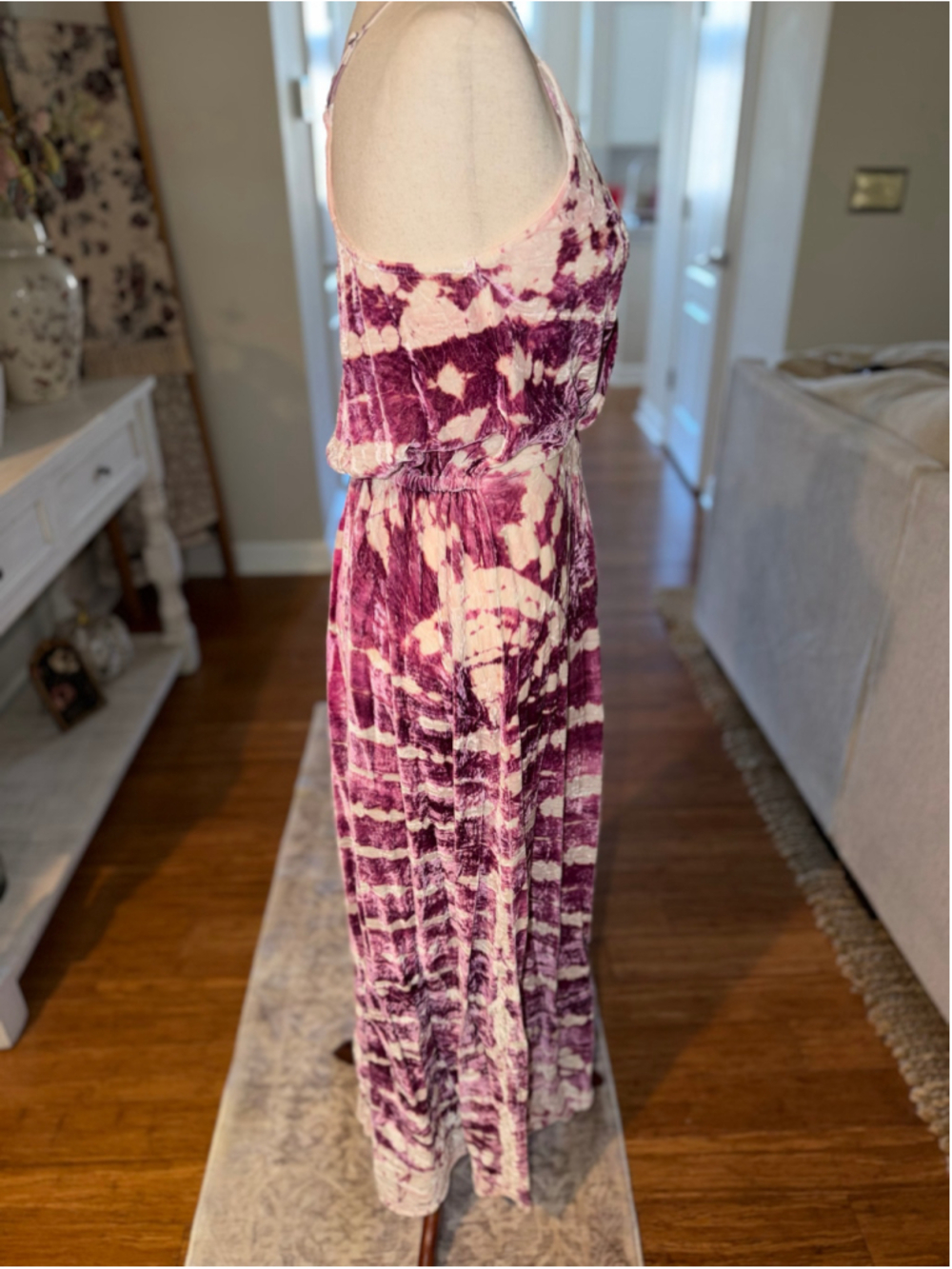 YFB Dress Size S Purple Beige Tie-Dye Velvet NWT - Picture 3 of 6